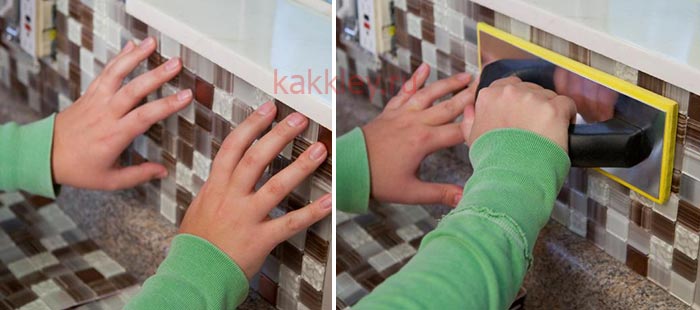 Инструкция как приклеить мозайку на сетке к стене